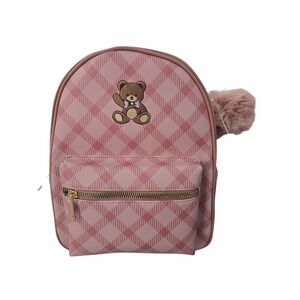 Mauve Pink Mini Backpack BEAR PomPom Design Adjustable Straps Ladies Bag Fashion